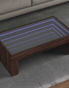 vidaXL Маса за кафе с Infinity LED кафяв дъб 90x50x30 см