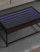 vidaXL Маса за кафе с Infinity LED кафяв дъб 90x50x41 см