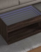 vidaXL Маса за кафе с Infinity LED кафяв дъб 90x50x50 см