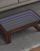 vidaXL Маса за кафе с Infinity LED кафяв дъб 90x53x30 см