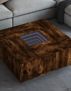 vidaXL Маса за кафе с Infinity LED опушен дъб 100x100x40 см