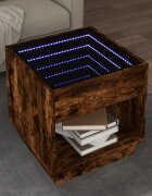 vidaXL Маса за кафе с Infinity LED опушен дъб 50x50x50 см