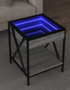 vidaXL Маса за кафе с Infinity LED сив сонома 40x40x49 см