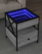 vidaXL Маса за кафе с Infinity LED сив сонома 40x40x51 см