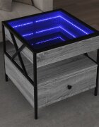 vidaXL Маса за кафе с Infinity LED сив сонома 50x50x51 см