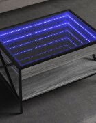 vidaXL Маса за кафе с Infinity LED сив сонома 70x50x38 см