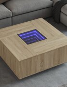 vidaXL Маса за кафе с Infinity LED сонома дъб 100x100x40 см