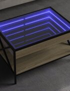 vidaXL Маса за кафе с Infinity LED сонома дъб 70x50x38 см