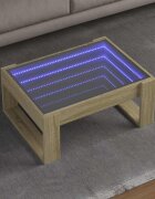 vidaXL Маса за кафе с Infinity LED сонома дъб 70x53x30 см