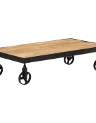 vidaXL Маса за кафе с колелца мангово дърво масив 100x55x26 cм