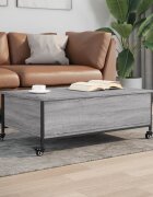 vidaXL Маса за кафе с колелца сив сонома 91x55x34 см инженерно дърво