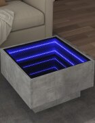 vidaXL Маса за кафе с LED бетонно сив 50x50x30 см инженерно дърво