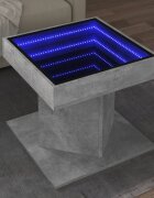 vidaXL Маса за кафе с LED бетонно сива 50x50x45 см инженерно дърво