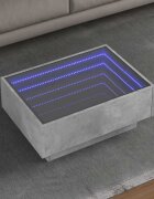 vidaXL Маса за кафе с LED бетонно сива 70x50x30 см инженерно дърво