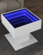 vidaXL Маса за кафе с LED бяла 50x50x45 см инженерно дърво
