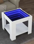 vidaXL Маса за кафе с LED бяла 53x53x45 см инженерно дърво