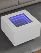 vidaXL Маса за кафе с LED бяла 60x60x40 см инженерно дърво
