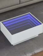 vidaXL Маса за кафе с LED бяла 70x50x30 см инженерно дърво
