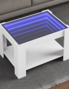 vidaXL Маса за кафе с LED бяла 73x53x45 см инженерно дърво