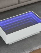 vidaXL Маса за кафе с LED бяла 90x50x30 см инженерно дърво