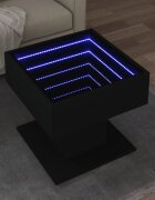 vidaXL Маса за кафе с LED черна 50x50x45 см инженерно дърво