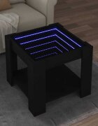 vidaXL Маса за кафе с LED черна 53x53x45 см инженерно дърво