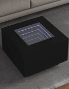 vidaXL Маса за кафе с LED черна 60x60x40 см инженерно дърво