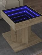 vidaXL Маса за кафе с LED дъб сонома 50x50x45 см инженерно дърво