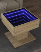 vidaXL Маса за кафе с LED дъб сонома 50x50x45 см инженерно дърво