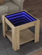 vidaXL Маса за кафе с LED дъб сонома 53x53x45 см инженерно дърво