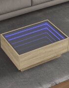 vidaXL Маса за кафе с LED дъб сонома 70x50x30 см инженерно дърво