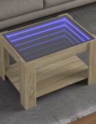 vidaXL Маса за кафе с LED дъб сонома 73x53x45 см инженерно дърво