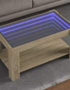 vidaXL Маса за кафе с LED дъб сонома 93x53x45 см инженерно дърво