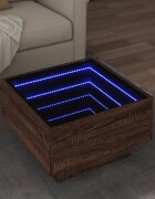 vidaXL Маса за кафе с LED кафяв дъб 50x50x30 см инженерно дърво