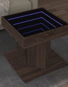 vidaXL Маса за кафе с LED кафяв дъб 50x50x45 см инженерно дърво