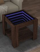 vidaXL Маса за кафе с LED кафяв дъб 53x53x45 см инженерно дърво