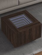 vidaXL Маса за кафе с LED кафяв дъб 60x60x40 см инженерно дърво