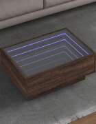 vidaXL Маса за кафе с LED кафяв дъб 70x50x30 см инженерно дърво