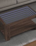 vidaXL Маса за кафе с LED кафяв дъб 93x53x45 см инженерно дърво
