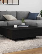 vidaXL Маса за кафе с LED ленти Черен дъб 100 x 100 x 31 cm