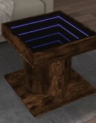 vidaXL Маса за кафе с LED опушен дъб 50x50x45 см инженерно дърво