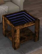 vidaXL Маса за кафе с LED опушен дъб 53x53x45 см инженерно дърво