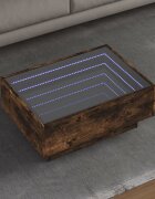 vidaXL Маса за кафе с LED опушен дъб 70x50x30 см инженерно дърво