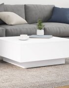 vidaXL Маса за кафе с LED осветление бяла 80x80x31 см