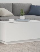vidaXL Маса за кафе с LED осветление бяла 90x50x40 см
