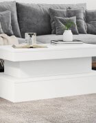 vidaXL Маса за кафе с LED осветление бяла 90x50x40 см