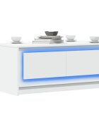 vidaXL Маса за кафе с LED осветление бяла инженерно дърво