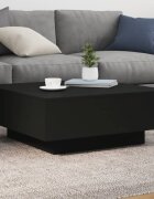 vidaXL Маса за кафе с LED осветление черна 80x80x31 см