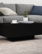 vidaXL Маса за кафе с LED осветление черна 85x55x31 см