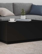 vidaXL Маса за кафе с LED осветление черна 90x50x40 см